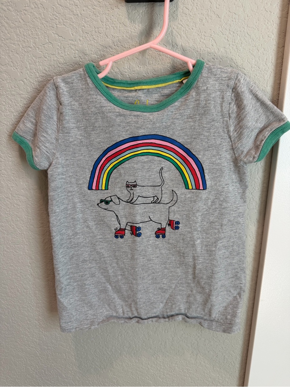 Boden Grey Tee with Rainbow and Roller Pets